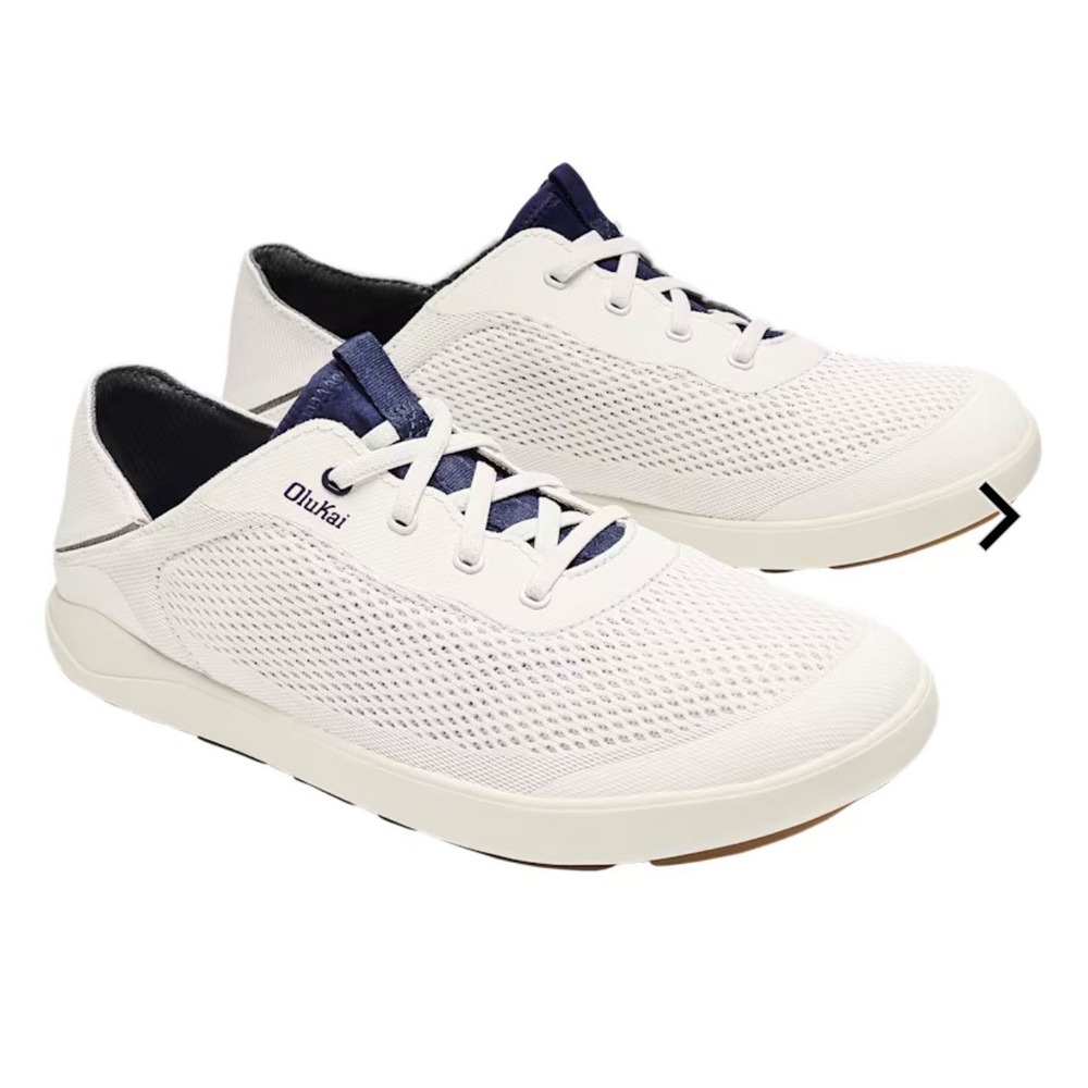 OluKai Moku Pae Mens 10.5 White Mesh Boat Shoes Sneakers